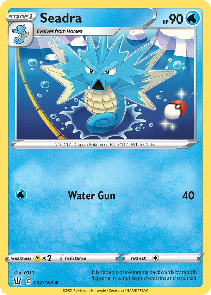 Seadra #32 Battle Styles Pokemon card