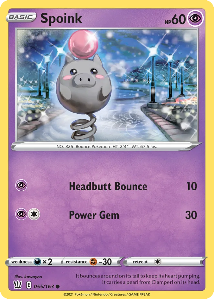 Spoink #55 Battle Styles Pokemon card