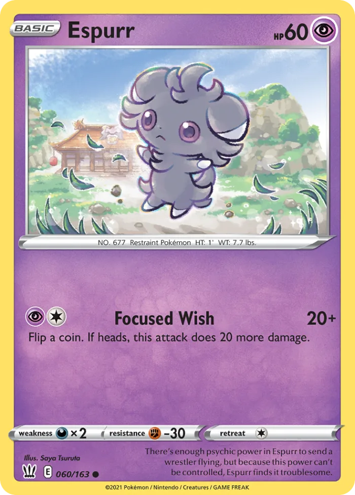 Espurr #60 Battle Styles Pokemon card