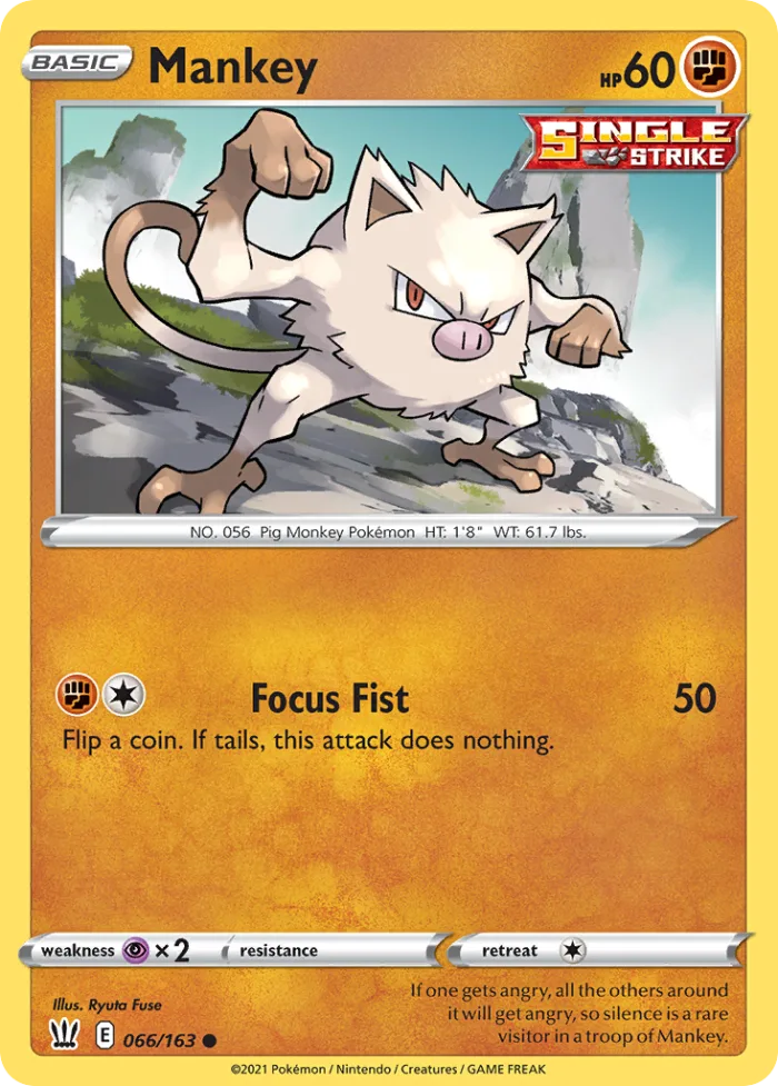 Mankey #66 Battle Styles Pokemon card