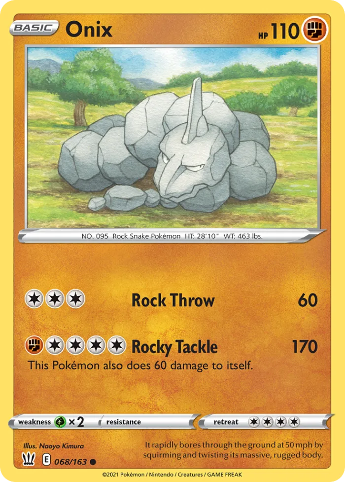 Onix #68 Battle Styles Pokemon card