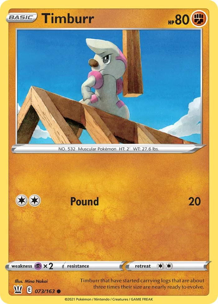 Timburr #73 Battle Styles Pokemon card