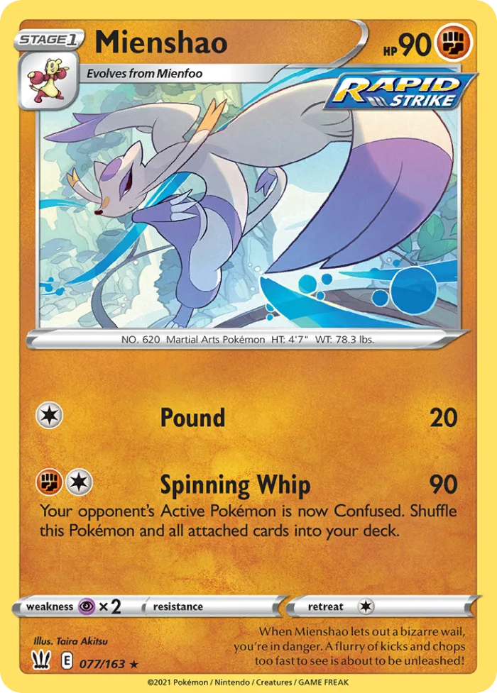Mienshao #77 Battle Styles Pokemon card
