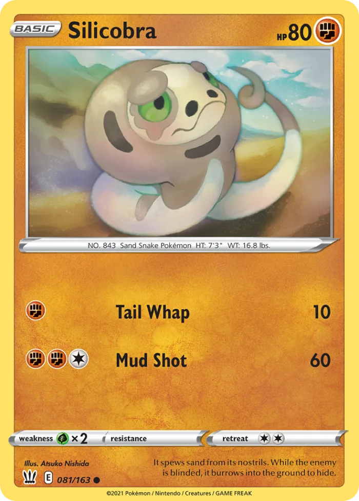 Silicobra #81 Battle Styles Pokemon card