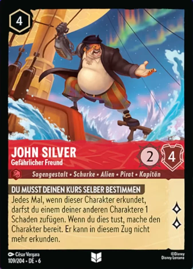 John Silver #109 Azurite Sea Disney Lorcana card