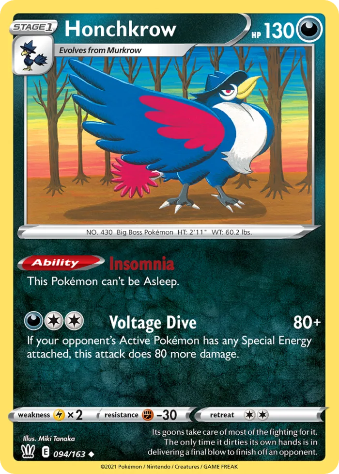 Honchkrow #94 Battle Styles Pokemon card