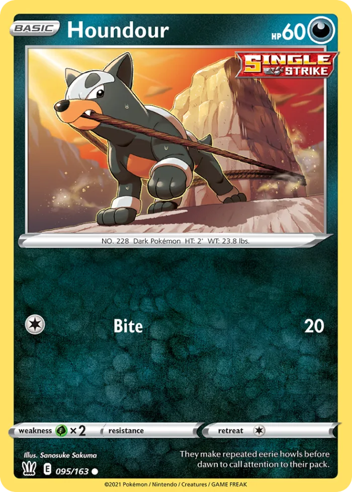 Houndour #95 Battle Styles Pokemon card
