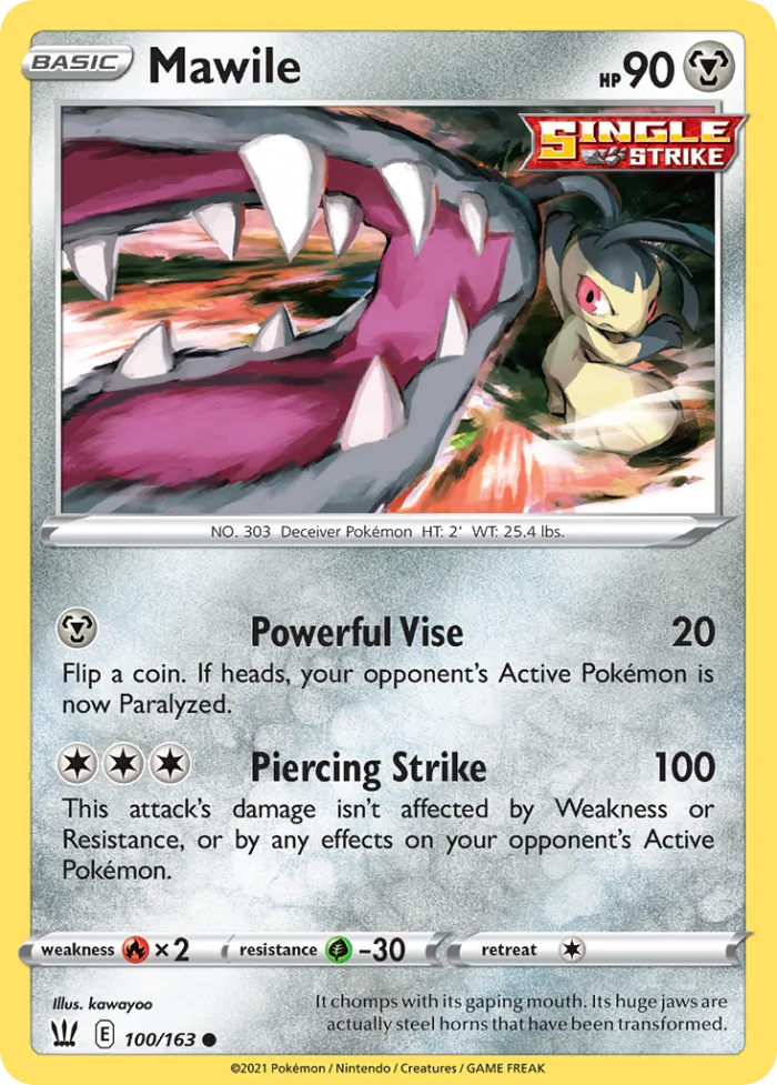 Mawile #100 Battle Styles Pokemon card