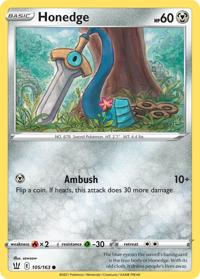 Honedge #105 Battle Styles Pokemon card