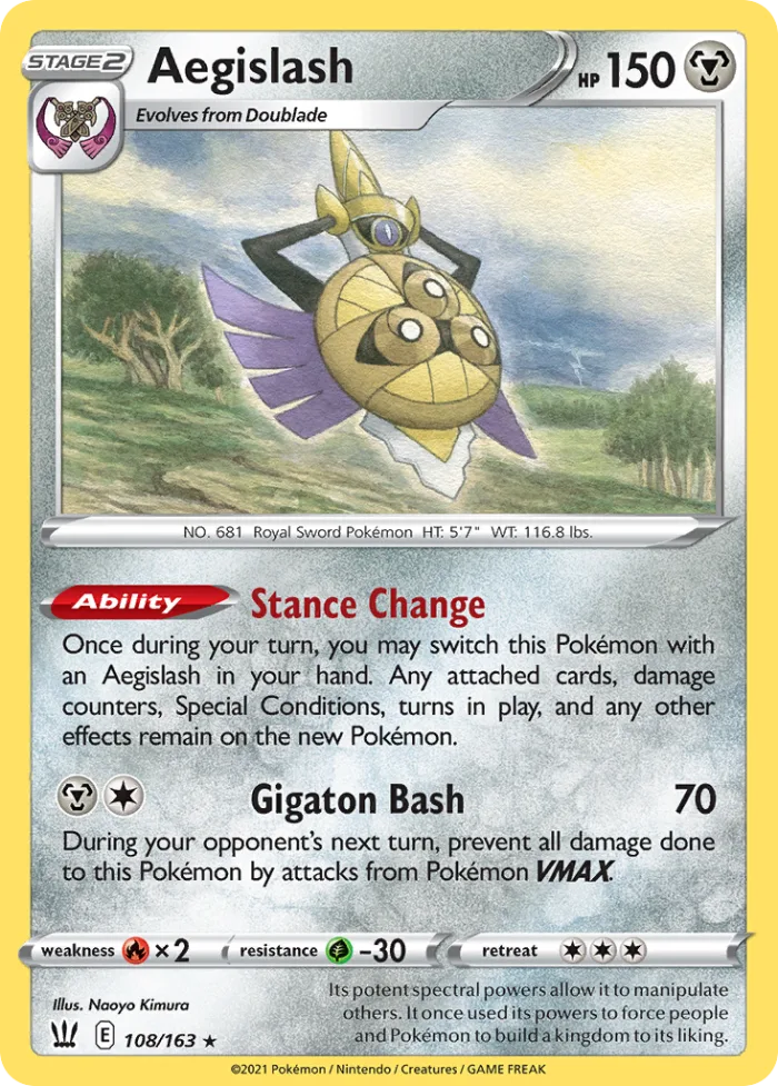 Aegislash #108 Battle Styles Pokemon card