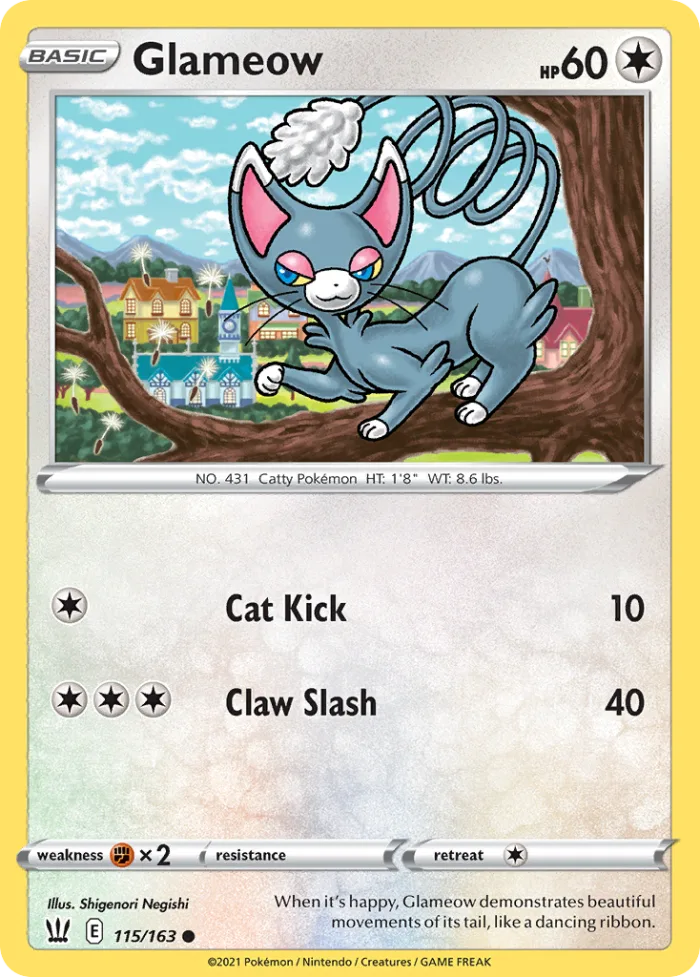 Glameow #115 Battle Styles Pokemon card