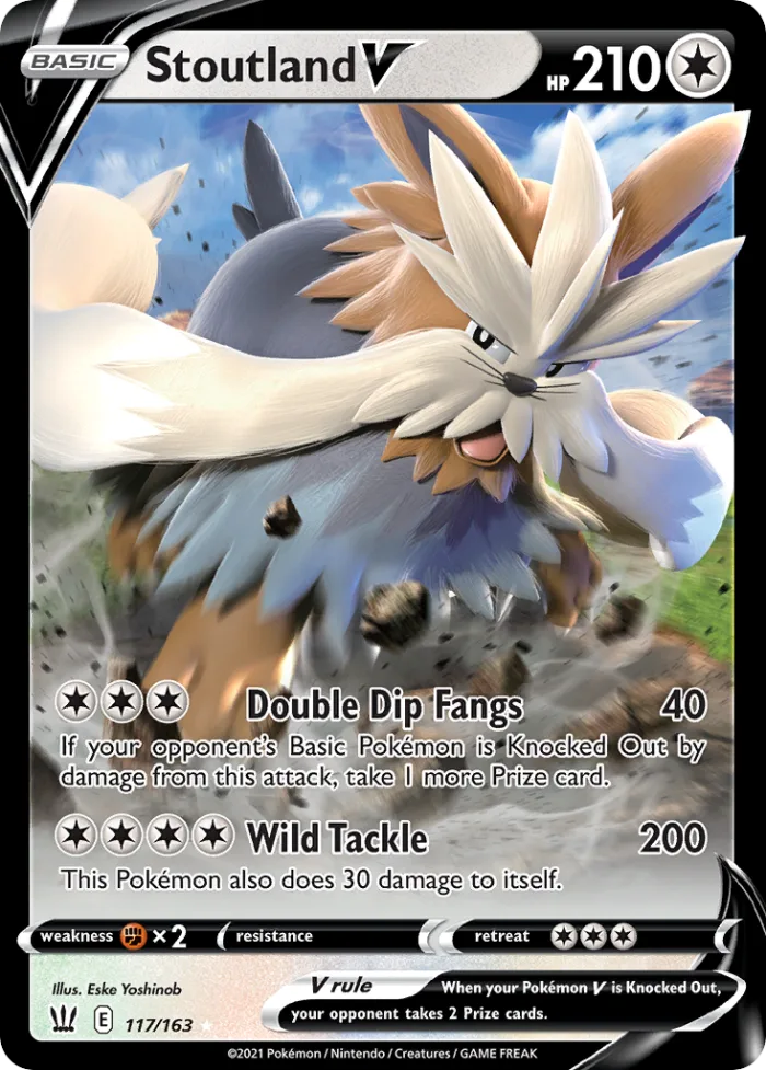 Stoutland V #117 Battle Styles Pokemon card