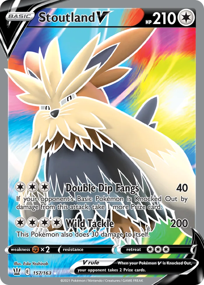 Stoutland V #157 Battle Styles Pokemon card