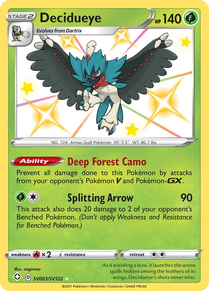 Decidueye #SV003 Shining Fates Pokemon card
