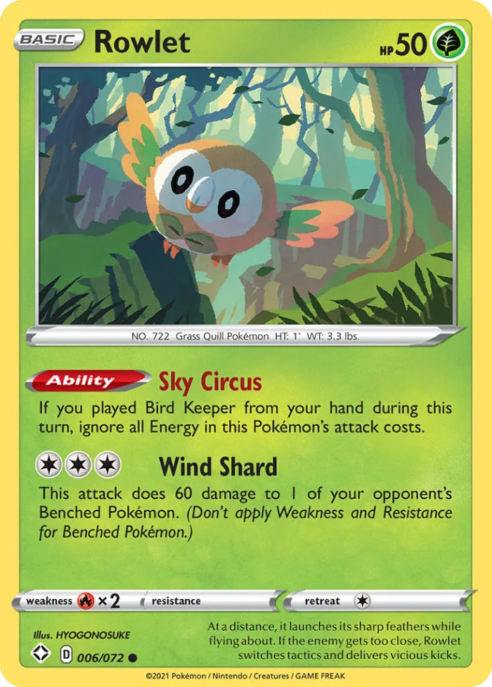 Rowlet #6 Shining Fates Pokemon card