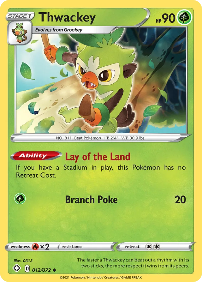 Thwackey #12 Shining Fates Pokemon card