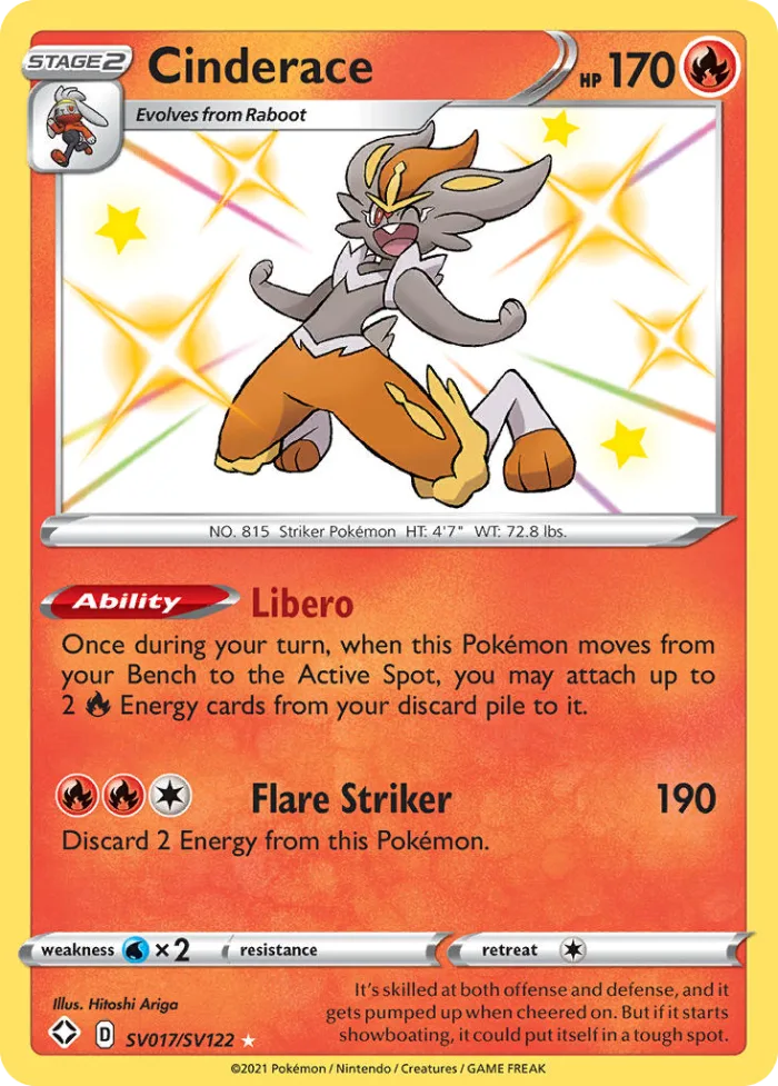 Cinderace #SV017 Shining Fates Pokemon card