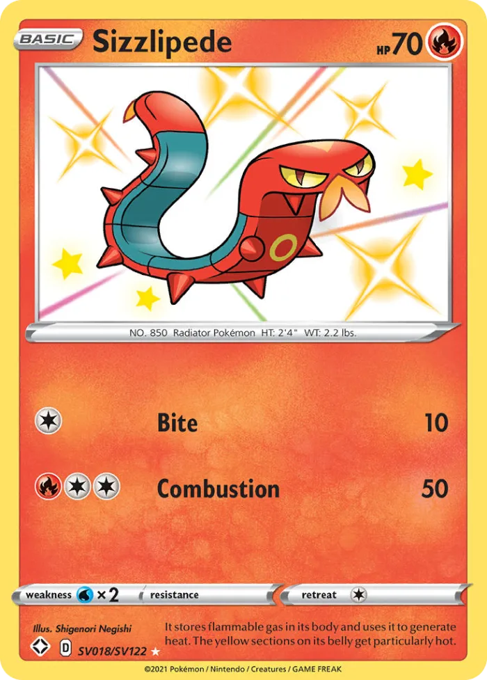 Sizzlipede #SV018 Shining Fates Pokemon card