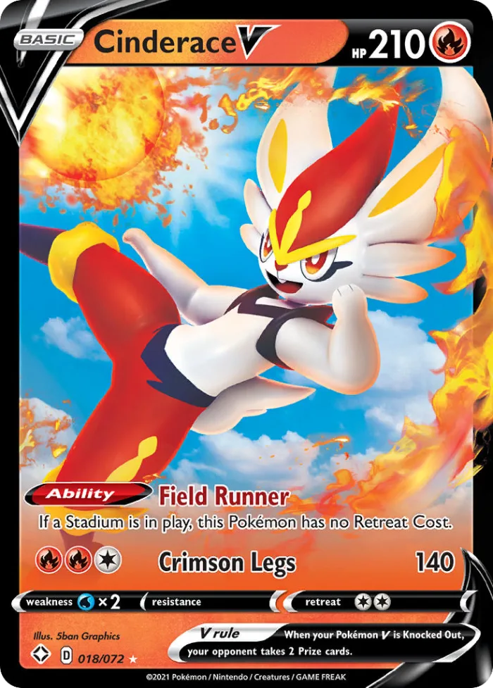 Cinderace V #18 Shining Fates Pokemon card