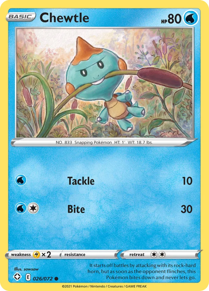 Chewtle #26 Shining Fates Pokemon card
