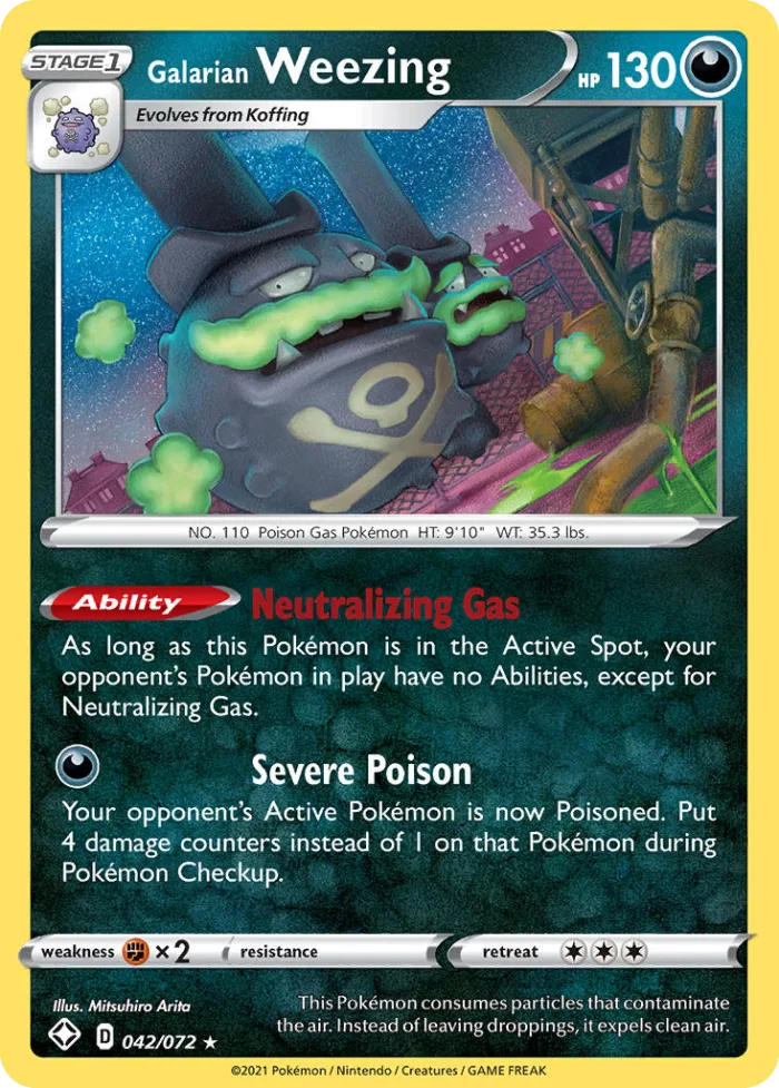 Galarian Weezing #42 Shining Fates Pokemon card