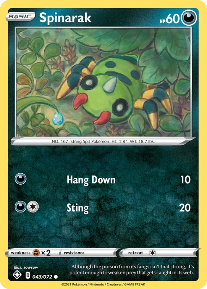 Spinarak #43 Shining Fates Pokemon card
