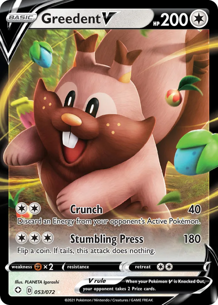 Greedent V #53 Shining Fates Pokemon card