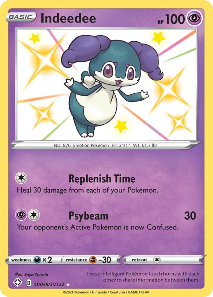 Indeedee #SV059 Shining Fates Pokemon card