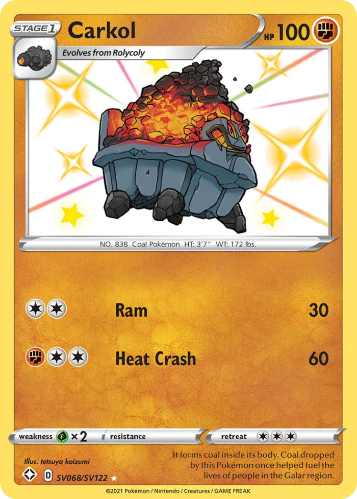 Carkol #SV068 Shining Fates Pokemon card
