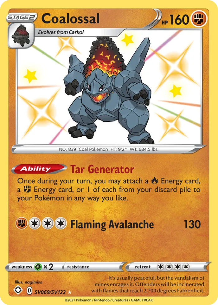 Coalossal #SV069 Shining Fates Pokemon card