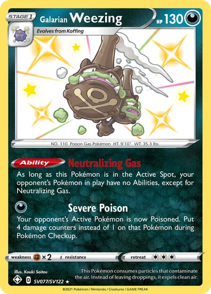 Galarian Weezing #SV077 Shining Fates Pokemon card