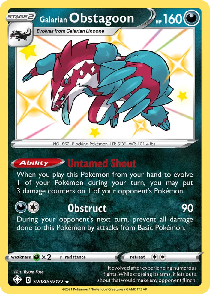 Galarian Obstagoon #SV080 Shining Fates Pokemon card