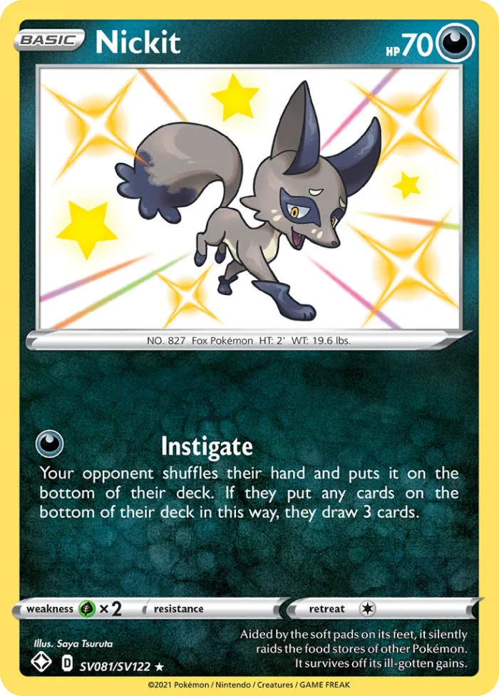 Nickit #SV081 Shining Fates Pokemon card