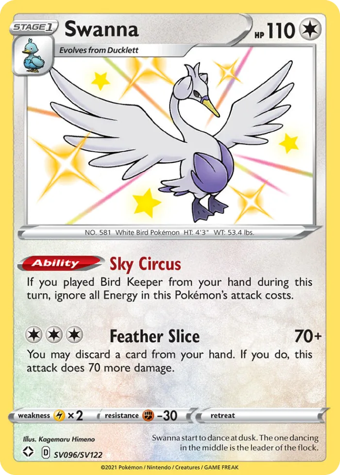 Swanna #SV096 Shining Fates Pokemon card