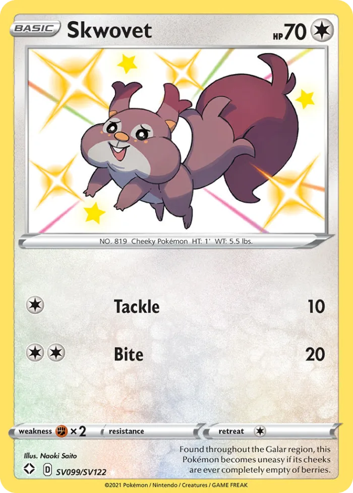 Skwovet #SV099 Shining Fates Pokemon card