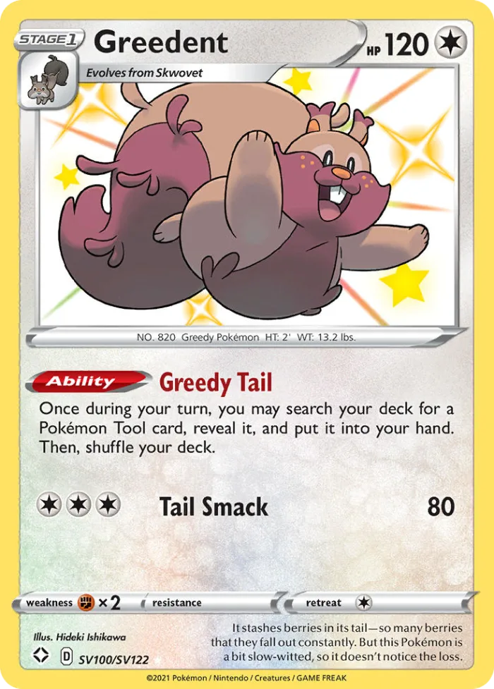 Greedent #SV100 Shining Fates Pokemon card