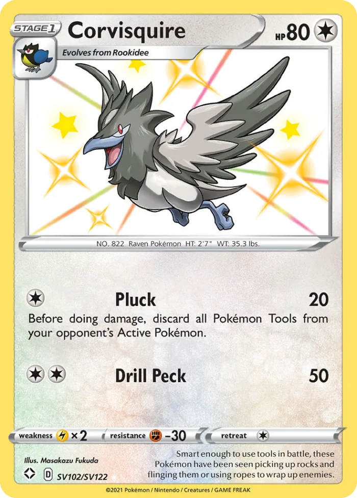 Corvisquire #SV102 Shining Fates Pokemon card