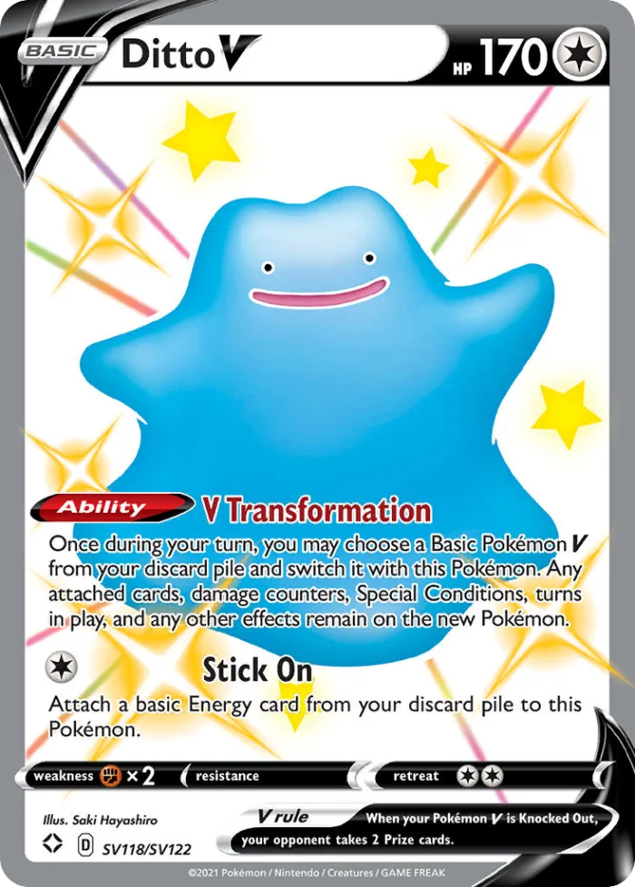 Ditto V #SV118 Shining Fates Pokemon card