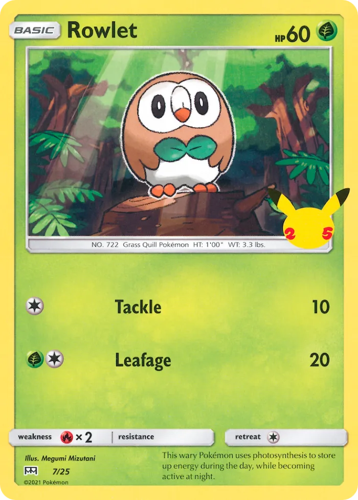 Rowlet #MCD25 7 McDonald's Collection 2021 Pokemon card