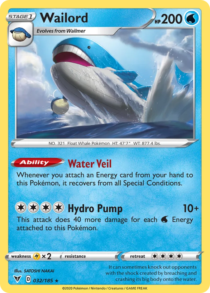 Wailord #32 Vivid Voltage Pokemon card