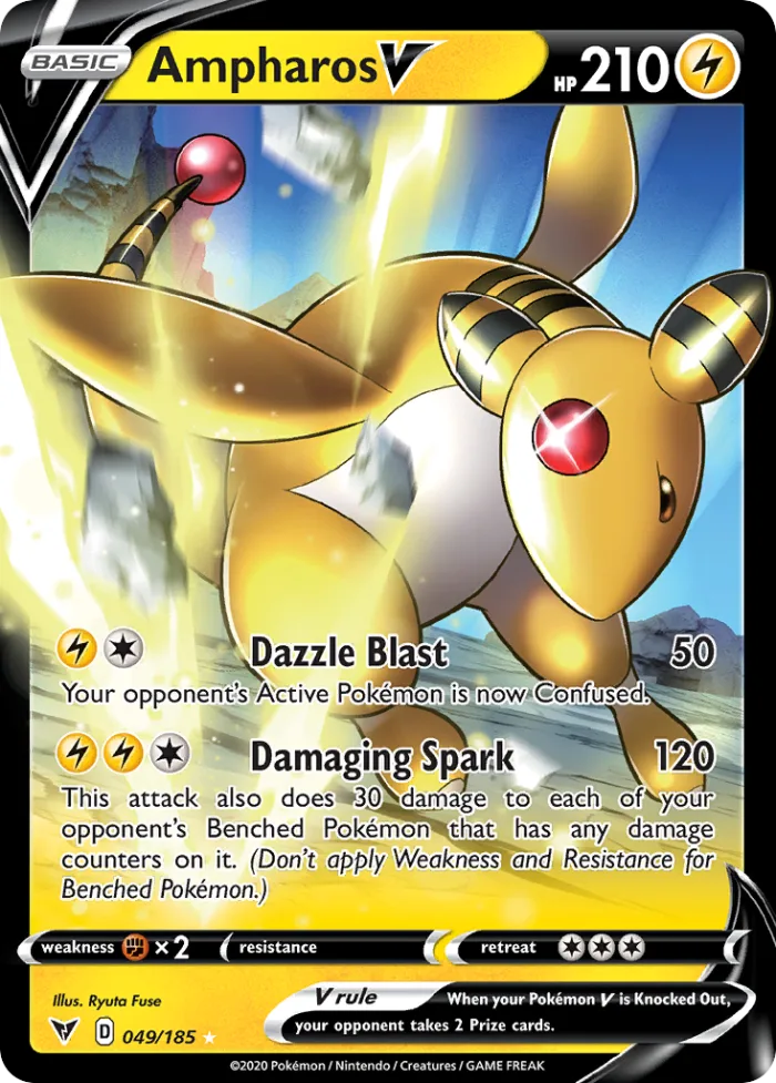 Ampharos V #49 Vivid Voltage Pokemon card