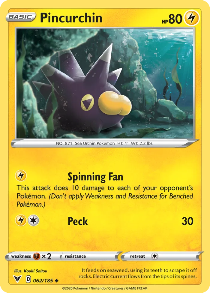 Pincurchin #62 Vivid Voltage Pokemon card