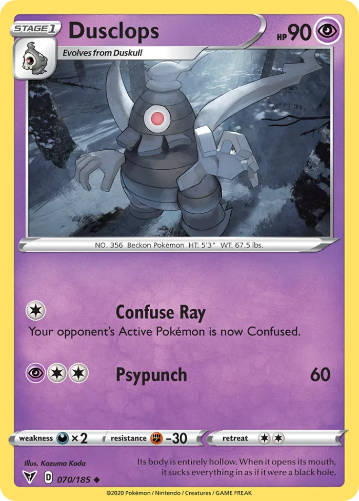 Dusclops #70 Vivid Voltage Pokemon card