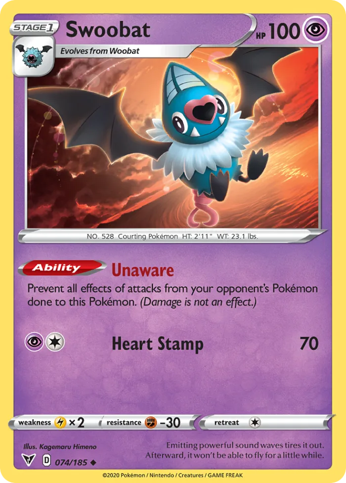 Swoobat #74 Vivid Voltage Pokemon card