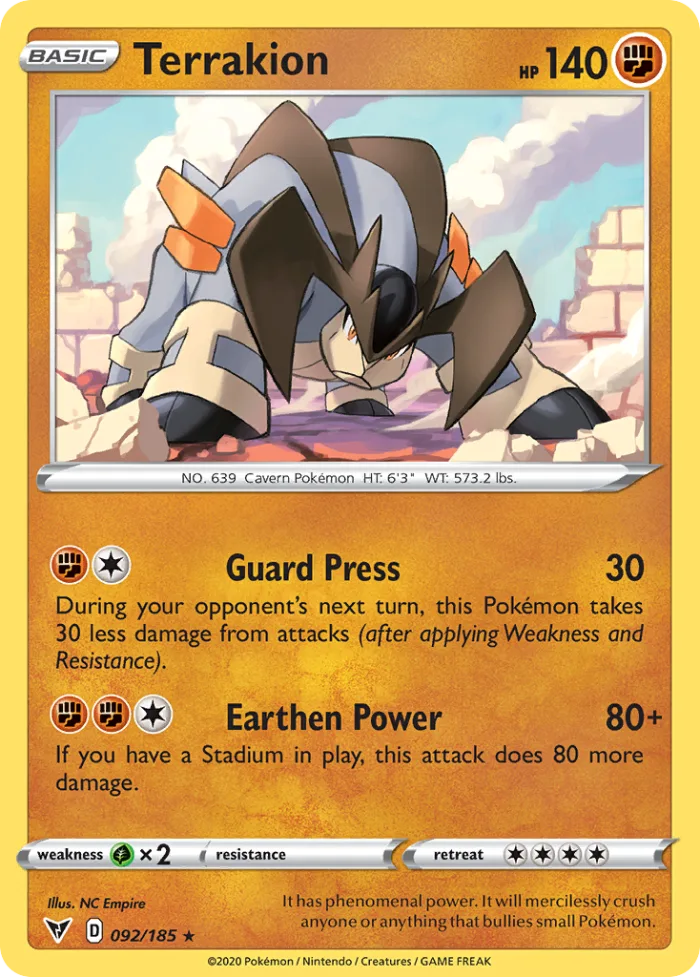 Terrakion #92 Vivid Voltage Pokemon card