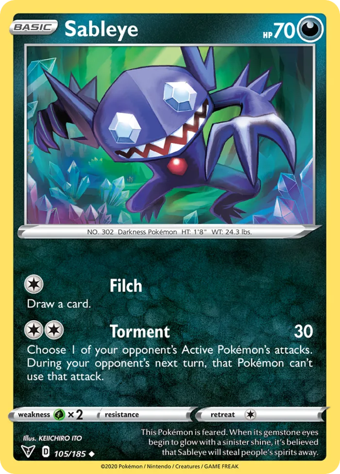 Sableye #105 Vivid Voltage Pokemon card
