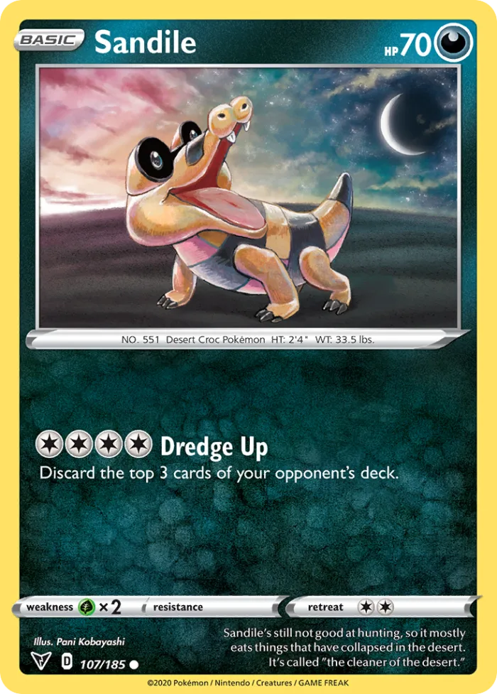 Sandile #107 Vivid Voltage Pokemon card