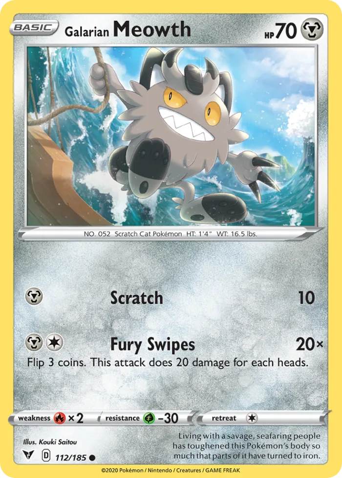 Galarian Meowth #112 Vivid Voltage Pokemon card