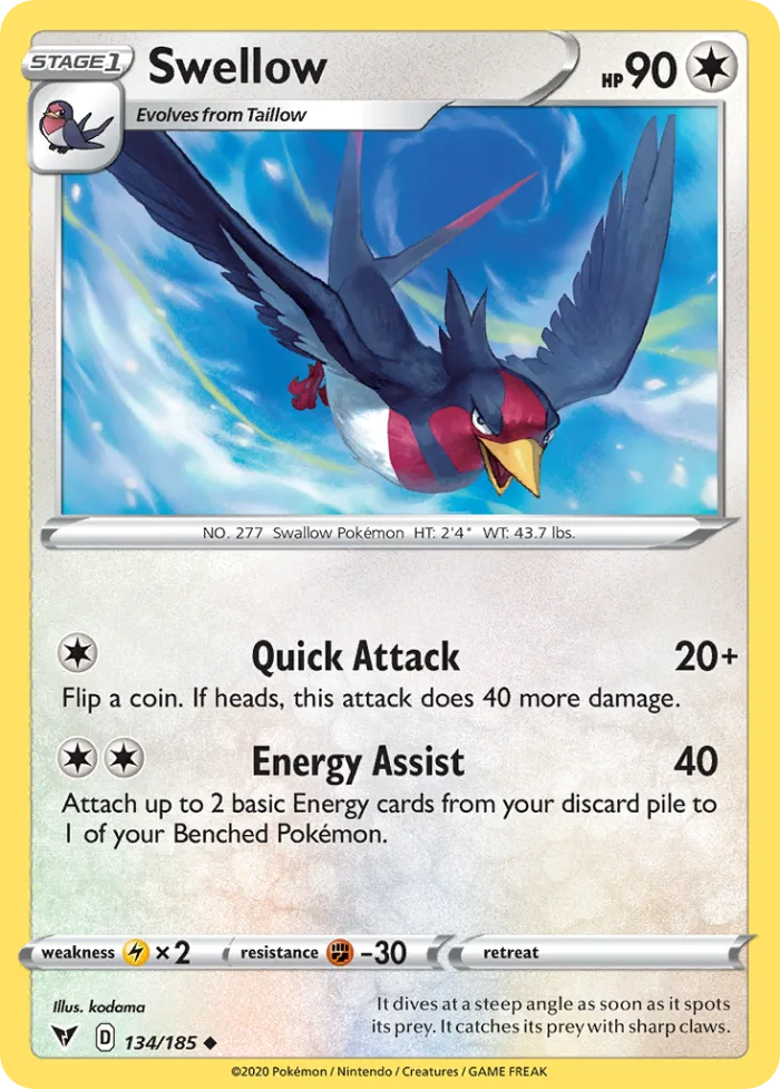 Swellow #134 Vivid Voltage Pokemon card