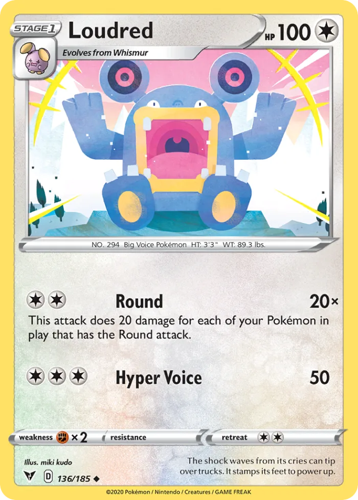Loudred #136 Vivid Voltage Pokemon card